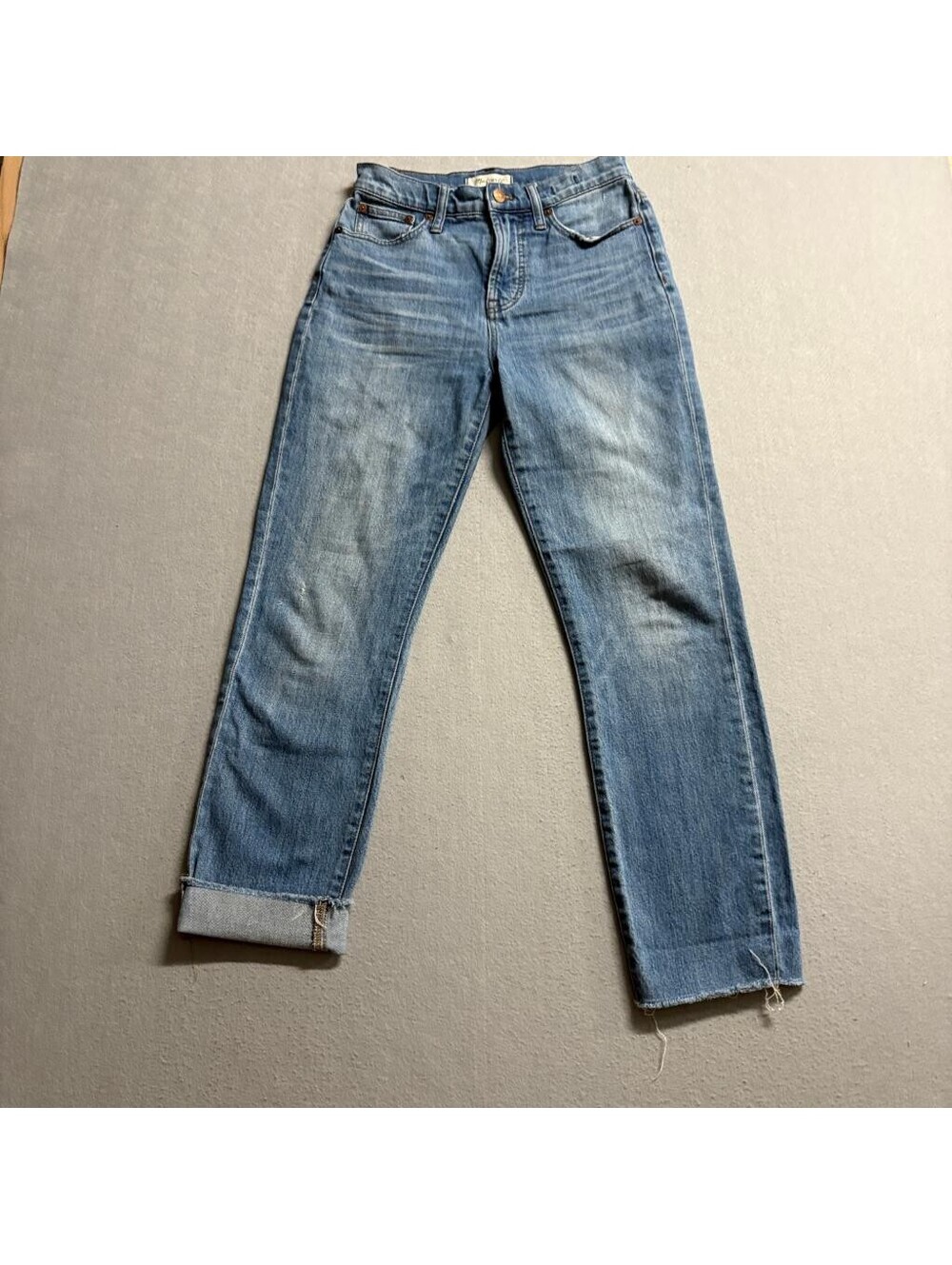 Madewell The Perfect Vintage Jean Womens 25 Blue Denim High Rise Raw Hem Stretch